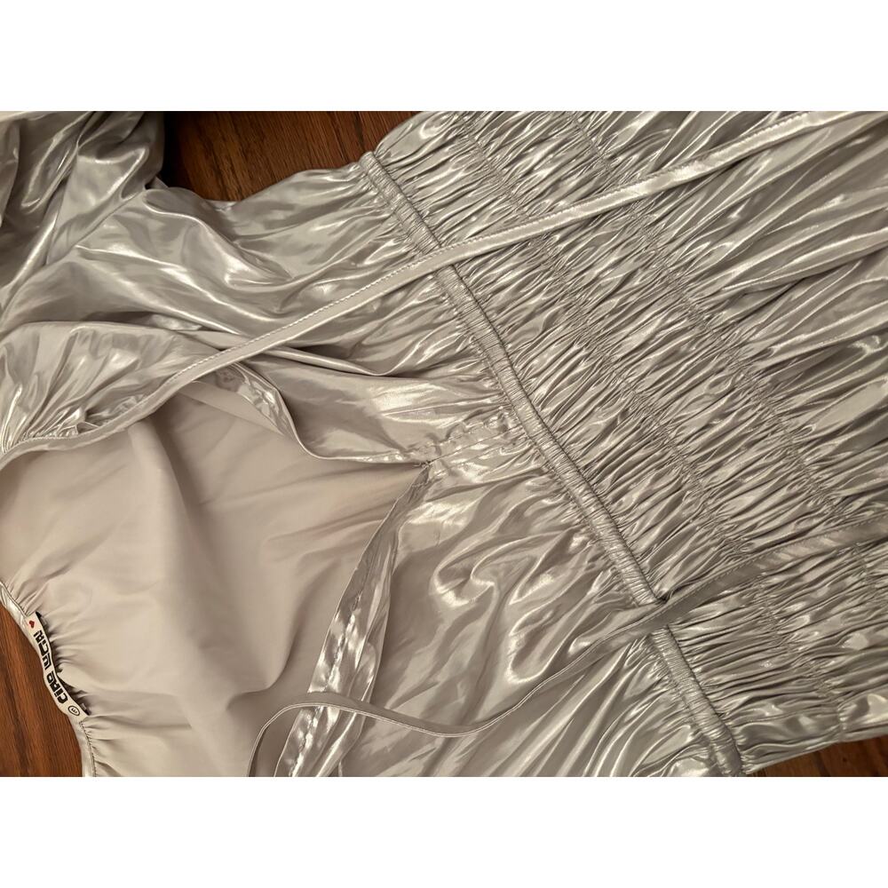 Ciao Lucia Metallic Georgina Foiled Satin Midi Dress Size medium - Picture 6 of 6